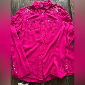 Shyanne western snap button down detailed blouse sz XL
